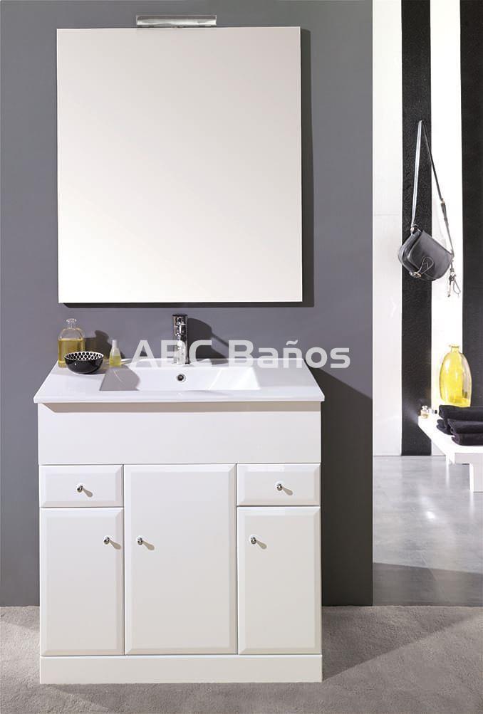 Mueble de baño al suelo con lavabo fondo reducido, 70 cm - blanco